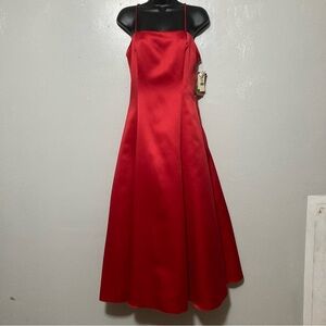 Vintage NWT Jessica McClintock Gunne Sax Sz 7/8 Red Ballgown Prom Dress w/ Bows
